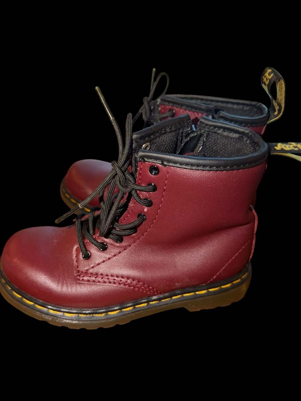 Dr. martens kids lace zip up red burgundy boots sz 10